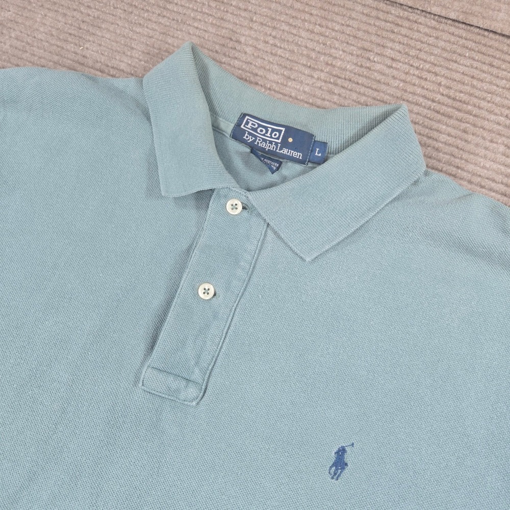 Polo Ralph Lauren Mens L Sage Green Short Sleeve Pique Cotton Polo Shirt